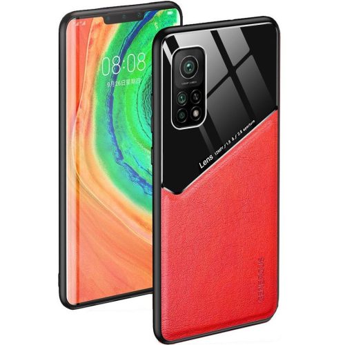 Huawei Honor X10 5G, silikónové puzdro, koža a zadná strana z plexiskla, stredne odolné voči nárazom, kompatibilné s magnetickým držiakom, Wooze Texture, červená farba
