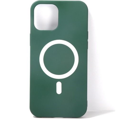 Apple iPhone 12, Silikónové puzdro s magnetickým krúžkom, kompatibilné s nabíjačkou MagSafe, Wooze Magsafe Case, zelené