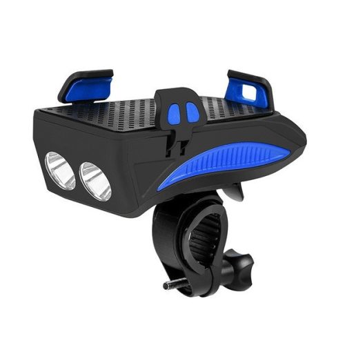 Univerzálne svetlo na bicykel / cyklistické svetlo + klaksón + držiak na telefón + externá batéria, montáž na riadidlá, pre 4 - 6,5" zariadenia, 4800 mAh, vodotesné, Wooze Light in Night, modré