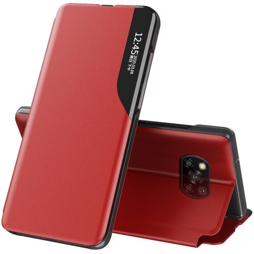 Xiaomi Redmi Note 10 5G / Poco M3 Pro 5G, Bočné otváracie puzdro, stojan s indikátorom hovoru, Wooze FashionBook, červená