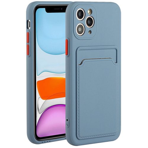 Huawei P40 Lite, silikónové puzdro s držiakom kariet, Wooze Card Slot, leander grey