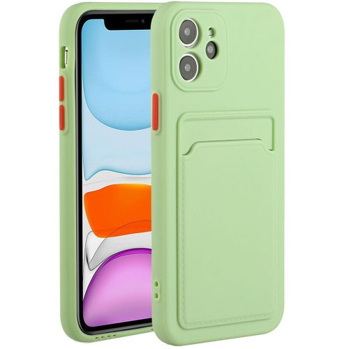 Huawei P40 Lite, silikónové puzdro s držiakom kariet, Wooze Card Slot, svetlozelená