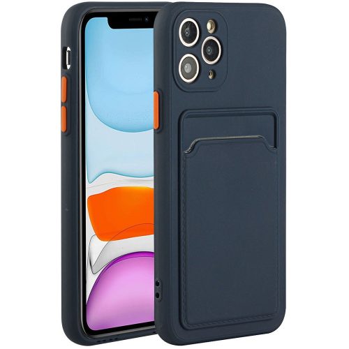 Huawei P40 Pro, silikónové puzdro s držiakom kariet, Wooze Card Slot, tmavomodrá