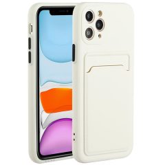   Samsung Galaxy M21 SM-M215F, silikónové puzdro s držiakom kariet, Wooze Card Slot, biele