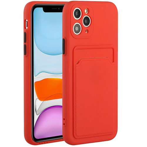 Xiaomi Mi 11 Lite / 11 Lite 5G / 11 Lite 5G NE, silikónové puzdro s držiakom kariet, Wooze Card Slot, červená farba