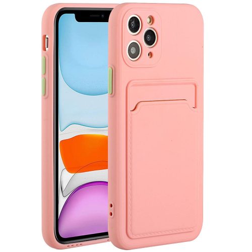 Xiaomi Redmi 9A / 9AT / 9i, silikónové puzdro s držiakom kariet, Wooze Card Slot, ružová farba