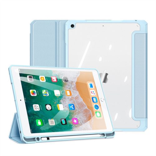 Apple iPad 9.7 (2017 / 2018), Folder Case, Smart Case, päta so vzduchovým tlmením, stredne odolná proti nárazom, s držiakom Apple Pencil, priehľadná zadná strana, Dux Ducis Toby, modrá