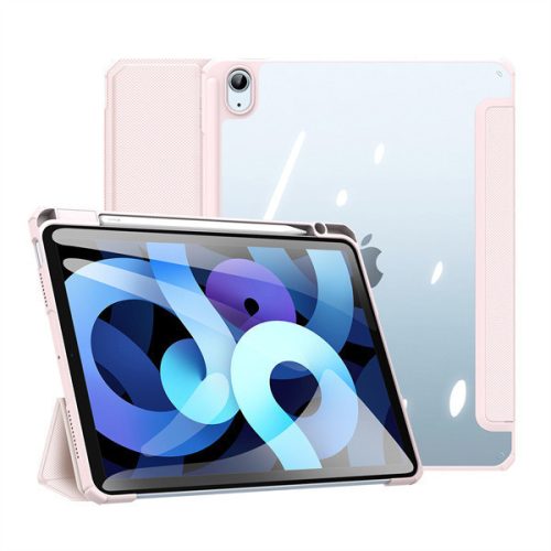 Apple iPad Air (2020 / 2022) / iPad Air 11 (2024), puzdro typu Folder Case, Smart Case, päta so vzduchovým polstrovaním, odolné proti strednému nárazu, s držiakom Apple Pencil, priehľadná zadná strana, Dux Ducis Toby, ružová
