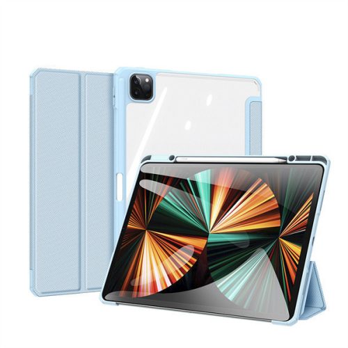 Apple iPad Pro 12.9 (2021) / iPad Pro 12.9 (2022), puzdro Folder Case, Smart Case, päta so vzduchovým vankúšom, stredne odolné proti nárazom, s držiakom Apple Pencil, priehľadná zadná strana, Dux Ducis Toby, modrá