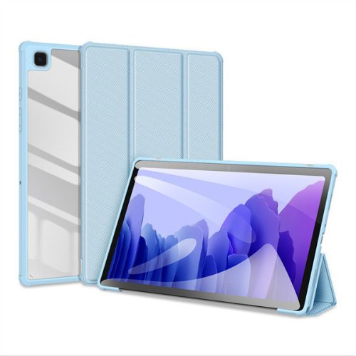 Samsung Galaxy Tab A7 10.4 (2020) SM-T500 / T505, zakladačové puzdro, Trifold, päta so vzduchovým polstrovaním, stredne odolná proti nárazom, priehľadná zadná strana, Dux Ducis Toby, modrá