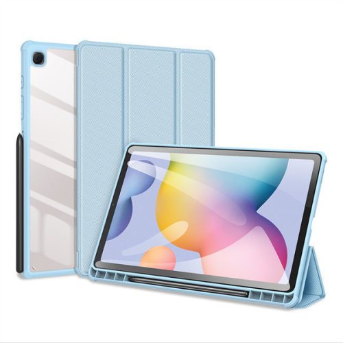 Samsung Galaxy Tab S6 Lite 10.4 / Tab S6 Lite 10.4 (2022) SM-P610 / P615 / P613 / P619, zakladačové puzdro, trojzložkové, päta so vzduchovým polstrovaním, stredne odolné proti nárazom, s držiakom S-Pen, priehľadná zadná strana, Dux Ducis Toby, modrá