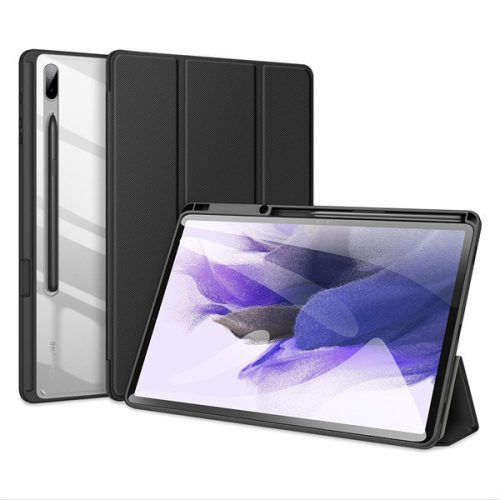 Samsung Galaxy Tab S7 Plus 12.4 / Tab S7 FE 12.4 / Tab S8 Plus 12.4, Folder Case, Trifold, bublinková päta, stredne odolné proti nárazom, s držiakom S-Pen, priehľadná zadná strana, Dux Ducis Toby, čierna