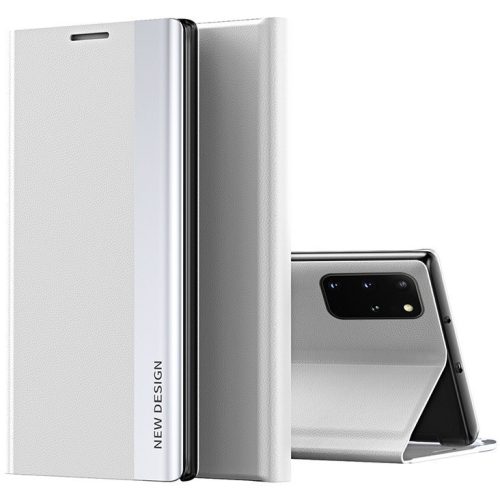 Huawei P Smart (2021), bočné otváracie puzdro, stojan, Wooze Silver Line, svetlo sivá