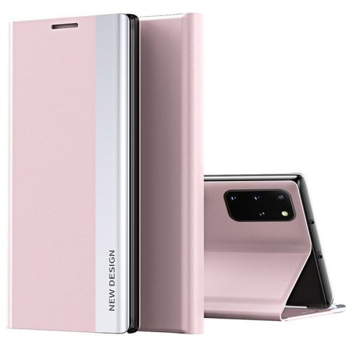 Huawei P Smart (2021), puzdro s bočným otváraním, stojan, Wooze Silver Line, ružová
