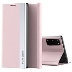   Samsung Galaxy A71 SM-A715F, bočné otváracie puzdro, stojan, Wooze Silver Line, ružová farba