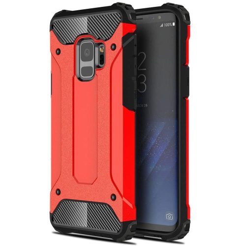 Huawei P50 / P50E, Plastový zadný kryt, Defender, metalický efekt, červený