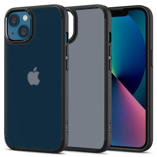 Apple iPhone 13, Plastový zadný kryt + silikónový rám, Spigen Ultra Hybrid Matte, priesvitný/čierny