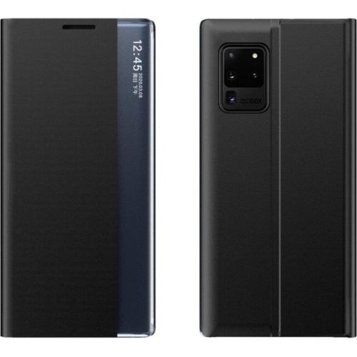 Samsung Galaxy A20s SM-A207F, puzdro s bočným otváraním, stojan s indikátorom hovoru, tenký prúžok, Wooze Look Inside, čierna