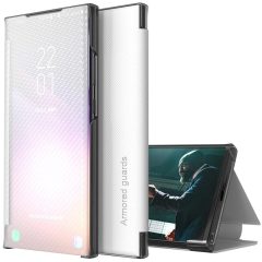   Samsung Galaxy M21 SM-M215F, bočné otváracie puzdro, stojan, s indikátorom hovoru, kevlarový vzor, Wooze Smart View Cover Carbon, biela