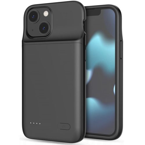 Apple iPhone 12 Mini / 13 Mini, silikónové puzdro, plastová zadná strana + batéria, 4700 mAh, LED, Tech-Protect PowerCase, čierna