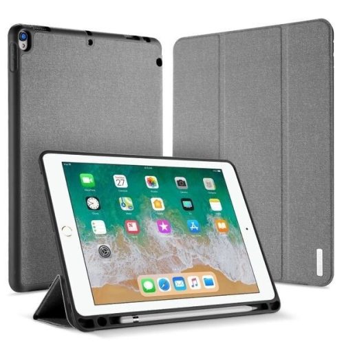 Apple iPad Pro 10,5 (2017) / iPad Air (2019), puzdro s priehradkou, inteligentné puzdro s držiakom na ceruzku Apple Pencil, Dux Ducis Domo, sivá