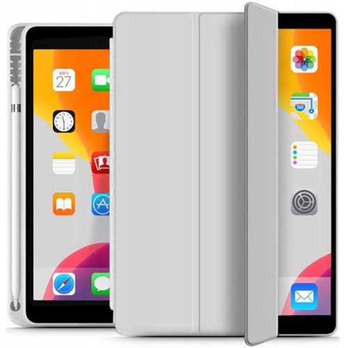 Apple iPad 10.2 (2019 / 2020 / 2021), Puzdro typu Folder s držiakom ceruzky Apple Pencil, Smart Case, svetlo sivá