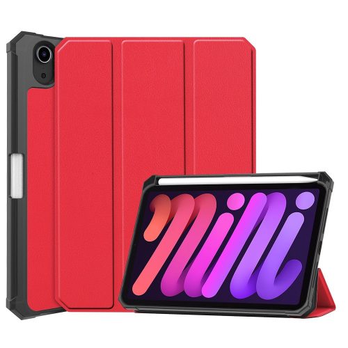 Apple iPad Mini (2021) (8.3), puzdro s držiakom na ceruzku Apple Pencil, Smart Case, Wooze New Style Trifold Case, červené