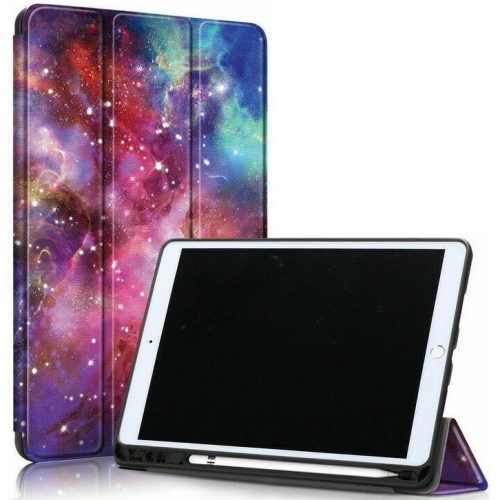Apple iPad Pro 12.9 (2020), Zakladačové puzdro s držiakom Apple Pencil, Vesmírny vzor, Smart Case, Wooze New Style Trifold Case, farba
