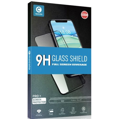 Huawei P50 / P50E, ochranná fólia displeja, nárazuvzdorná fólia (aj na zahnutú časť!), tvrdené sklo, Full Glue, Mocolo, čierna