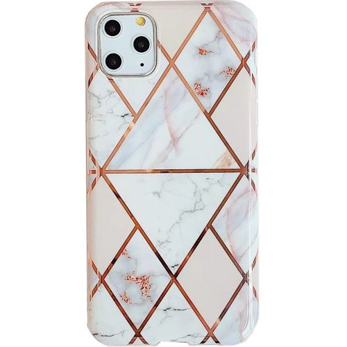 Apple iPhone 11 Pro Max, silikónové puzdro, mnohouholníkový mramorový vzor, Wooze Geometric Marble, farba/biela