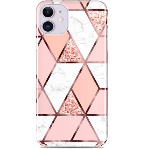 Apple iPhone 11, silikónové puzdro, polygonálny mramorový vzor, Wooze Geometric Marble, farba/ružová