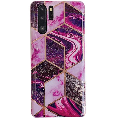 Apple iPhone 13 Pro, silikónové puzdro, mnohouholníkový mramorový vzor, Wooze Geometric Marble, farba/fialová