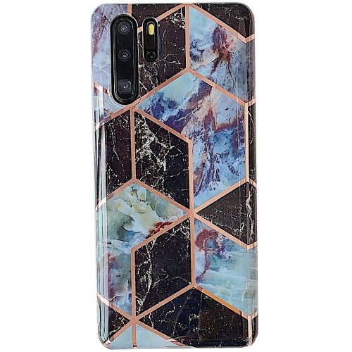 Huawei Mate 30 Lite, silikónové puzdro, viacuholníkový mramorový vzor, Wooze Geometric Marble, farba/čierna