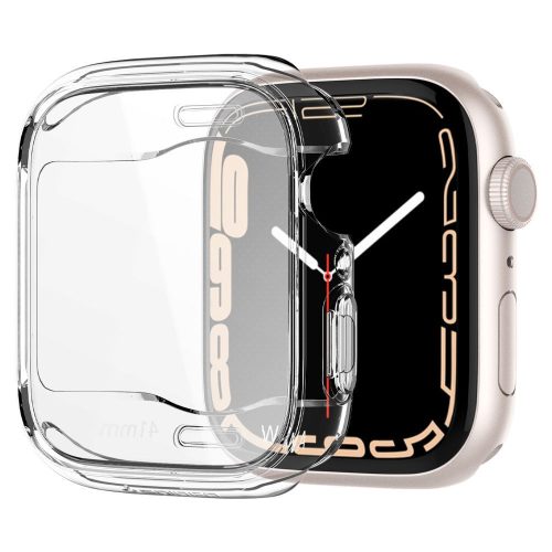 Apple Watch 7 (41 mm), Silikónové nárazuvzdorné puzdro, bez remienka, Spigen Ultra Hybrid, priehľadné