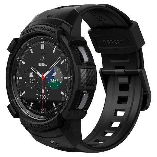 Samsung Galaxy Watch 4 Classic (46 mm) SM-R890, silikónová ochrana proti nárazu s remienkom, Spigen Rugged Armor Pro, čierna