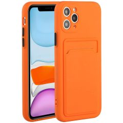   Xiaomi Redmi Note 9 5G, silikónové puzdro s držiakom na kartu, Wooze Card Slot, oranžová