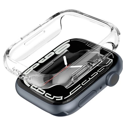 Apple Watch 7 (45 mm), plastový ochranný kryt, bez remienka, Spigen Thin Fit, priehľadný