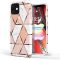 Samsung Galaxy S22 5G SM-S901, silikónové puzdro s polygonálnym mramorovým vzorom, Wooze Geometric Marble, farba/ružová