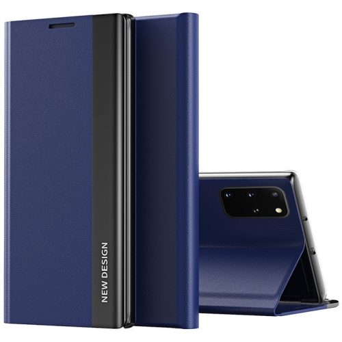 Samsung Galaxy S22 Ultra 5G SM-S908, bočné otváracie puzdro, stojan, Wooze Silver Line, tmavomodrá
