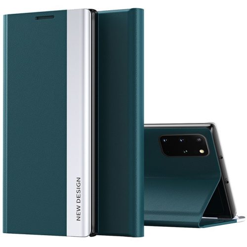 Samsung Galaxy S22 Ultra 5G SM-S908, bočné otváracie puzdro, stojan, Wooze Silver Line, tmavo zelená