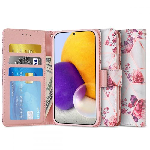 Apple iPhone 7 / 8 / SE (2020) / SE (2022), Puzdro s bočným otváraním, stojan, s magnetickým zapínaním, vzor ruží, TP Wallet Floral Rose, biela/farebná