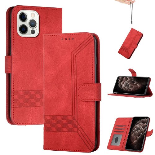 Apple iPhone 12 Mini, Bočné otváracie puzdro, stojan s držiakom kariet a remienkom na zápästie, Wooze Illusion, červená