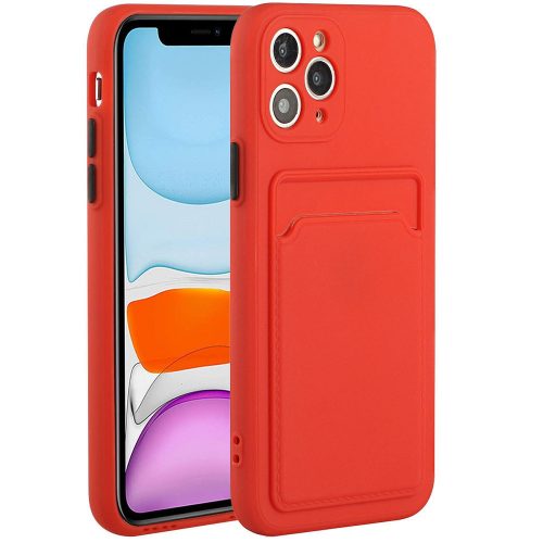 Samsung Galaxy M13 4G SM-M135F, silikónové puzdro s držiakom kariet, Wooze Card Slot, červená farba
