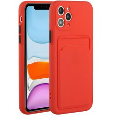   Xiaomi Redmi 10A, silikónové puzdro s držiakom kariet, Wooze Card Slot, červené