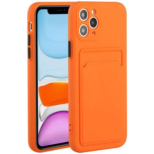 Xiaomi Poco F4 GT, silikónové puzdro s držiakom kariet, Wooze Card Slot, oranžová