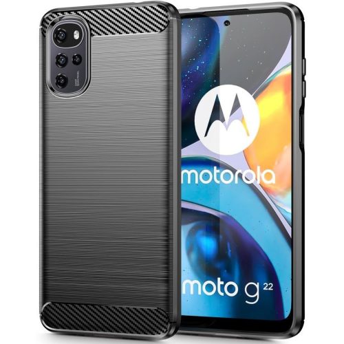 Motorola Moto G22 / E32 / E32s, silikónové puzdro, stredne odolné proti nárazu, vzor brúsený karbón, čierne