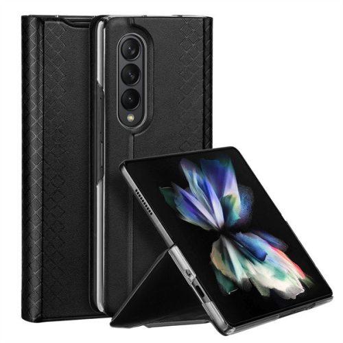 Samsung Galaxy Z Fold3 5G SM-F926B, Bočné otváracie puzdro, kožený chrbát, stojan, Dux Ducis Bril, čierna farba