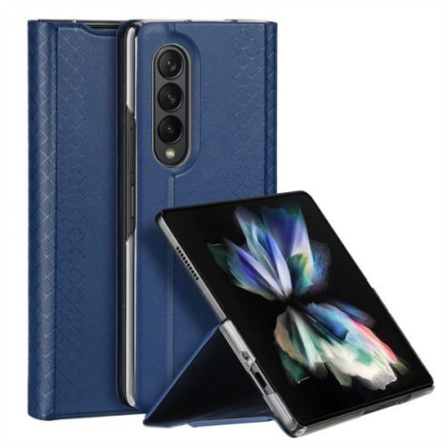 Samsung Galaxy Z Fold3 5G SM-F926B, Bočné otváracie puzdro, kožený chrbát, stojan, Dux Ducis Bril, modrá