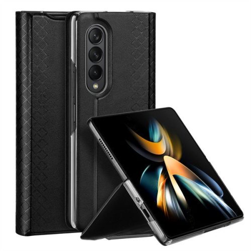 Samsung Galaxy Z Fold4 5G SM-F936B, bočné otváracie puzdro, kožená zadná strana, stojan, Dux Ducis Bril, čierna farba