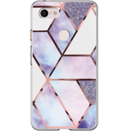 Xiaomi Redmi A1 / A2, silikónové puzdro, polygonálny mramorový vzor, Wooze Geometric Marble, farba/modrá